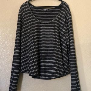 Charlotte Russe 1X Striped Black Long Sleeve Tee